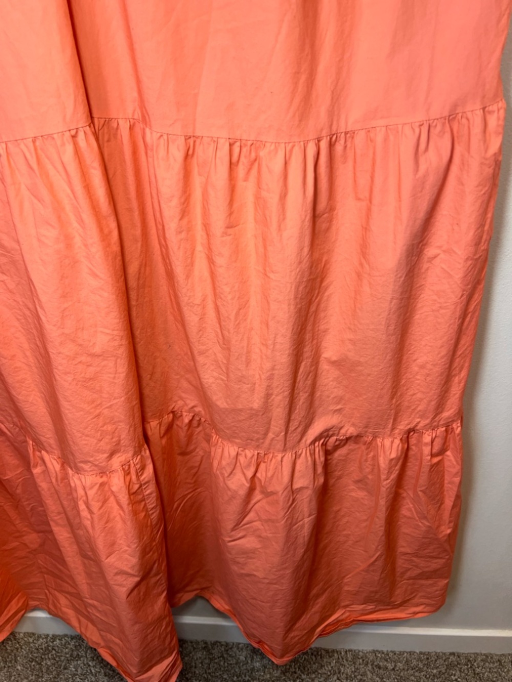 Who What Wear Tiered Sleeveless Midi Dress Coral Orange Cotton Boho Cottage 3X - Picture 4 of 9